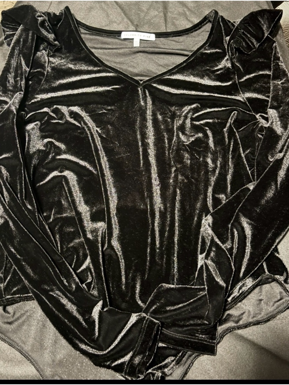 Celebrity Pink Black Velvet Bodysuit